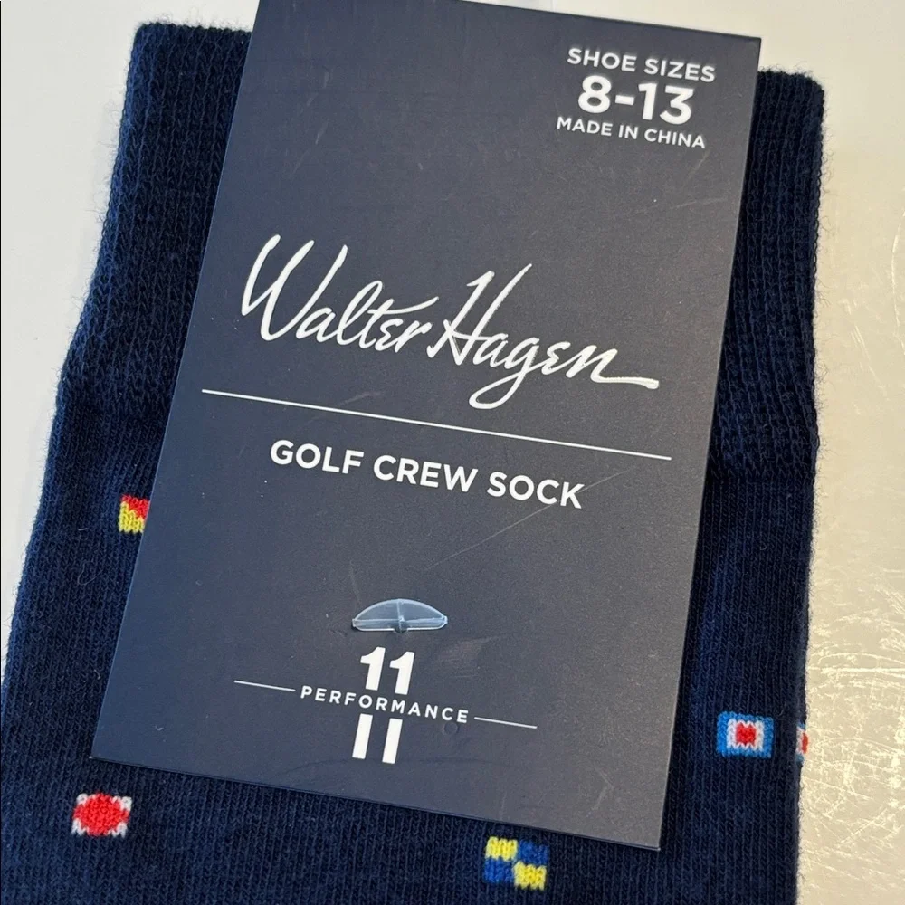 Walter Hagen Men's Novelty Blue Nautical Flags Golf Crew Socks